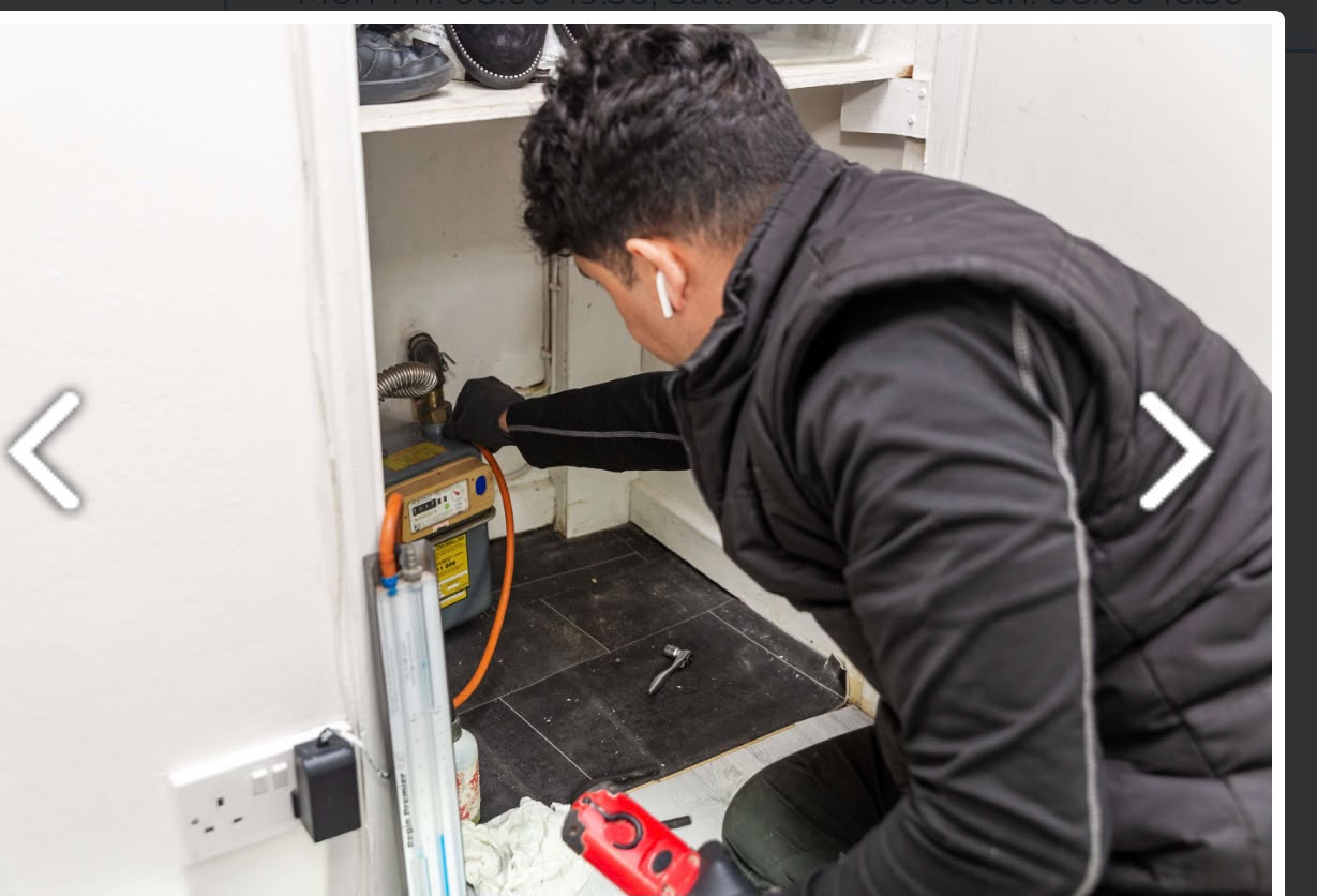 TK Home Services Ltd engineer carrying out gas safety testing